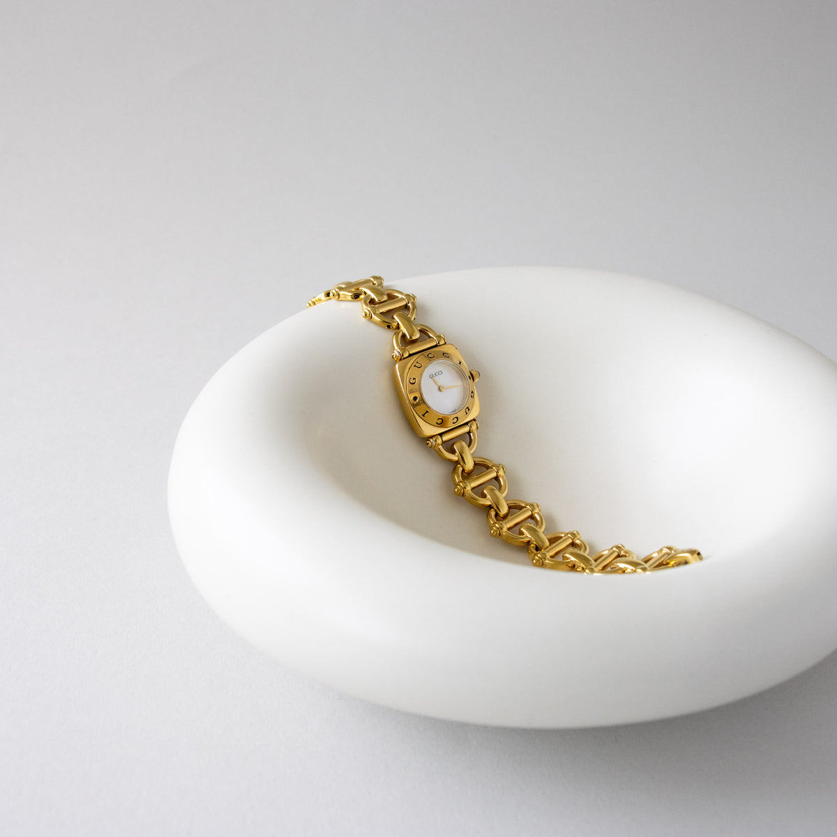 Vintage Gucci Swiss Pearl Horsebit Gold Watch