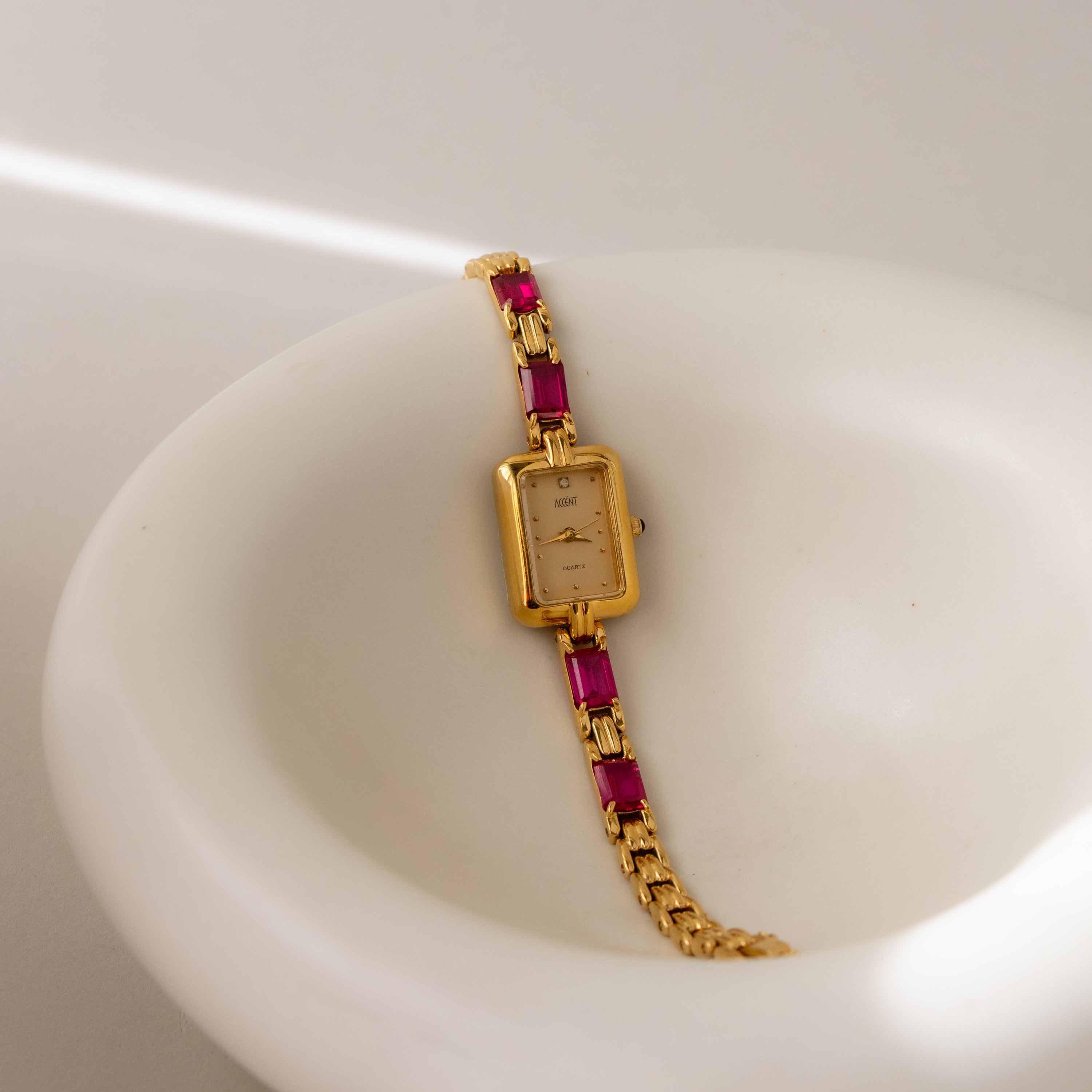 Vintage Accent Ruby Gold Watch