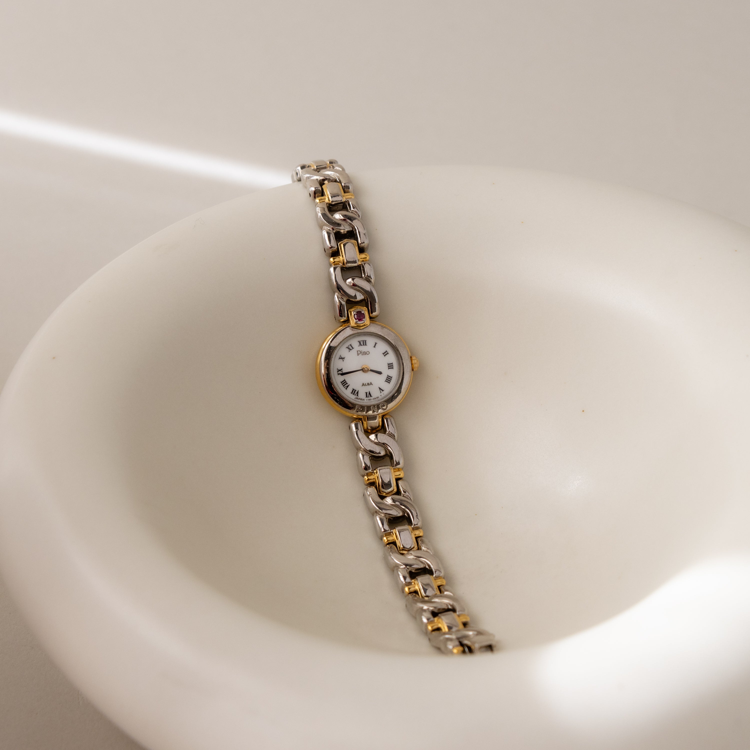 Vintage Alba Ruby Link Two Tone Watch