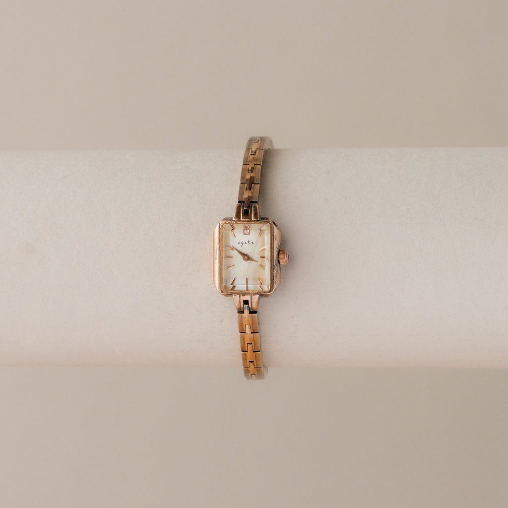 Vintage Agete Square Light Gold Watch