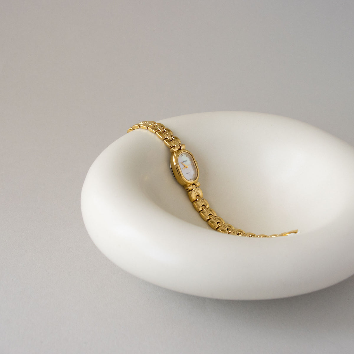 Vintage Lombardi Oval Pearl Gold Watch