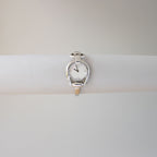 Vintage Gucci Swiss Pearl Sculptural Link Silver Watch