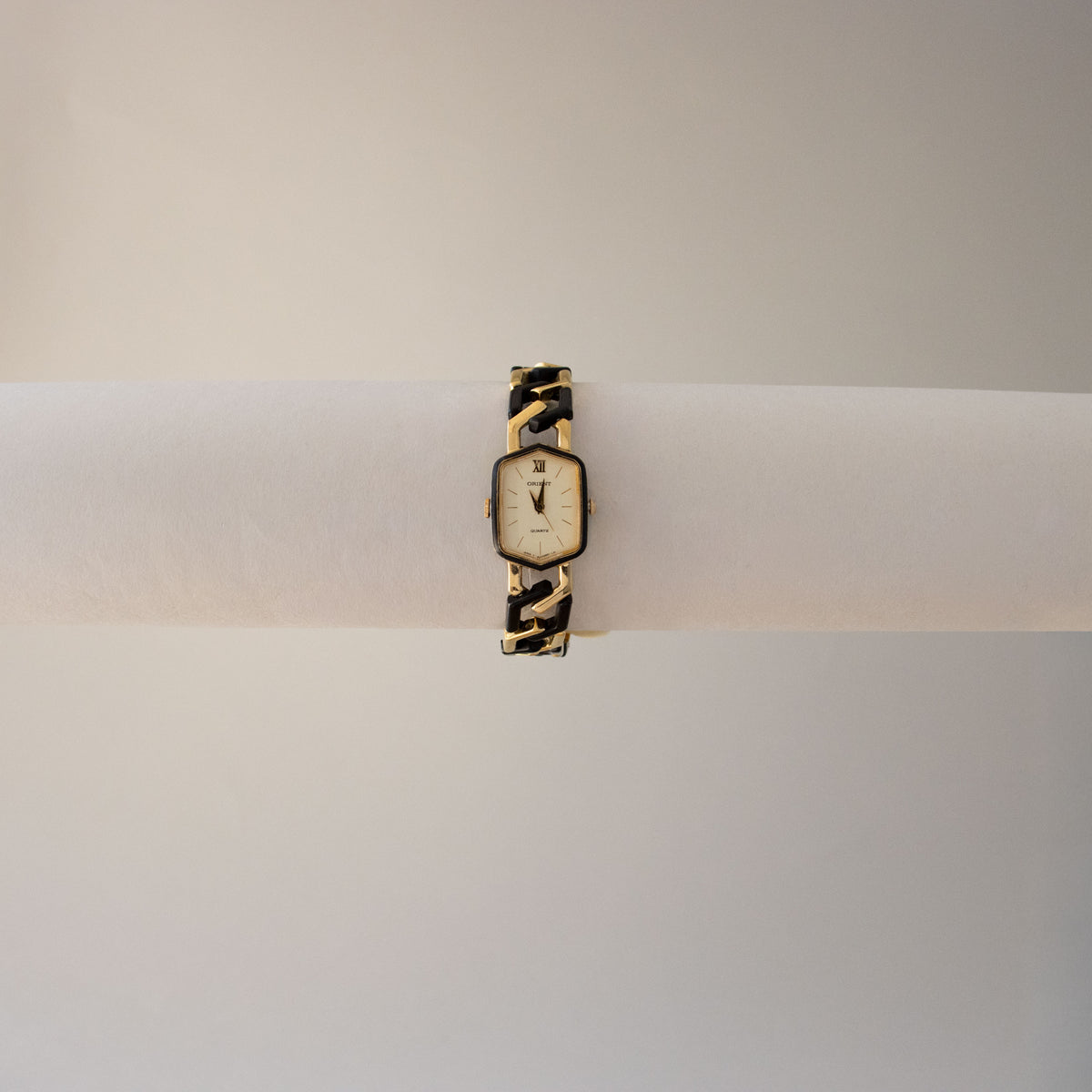 Vintage Orient Hexagonal Black & Gold Watch