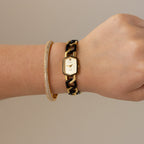 Vintage Orient Hexagonal Black & Gold Watch