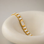 Vintage Vexcel Rectangular Pearl Gold Watch