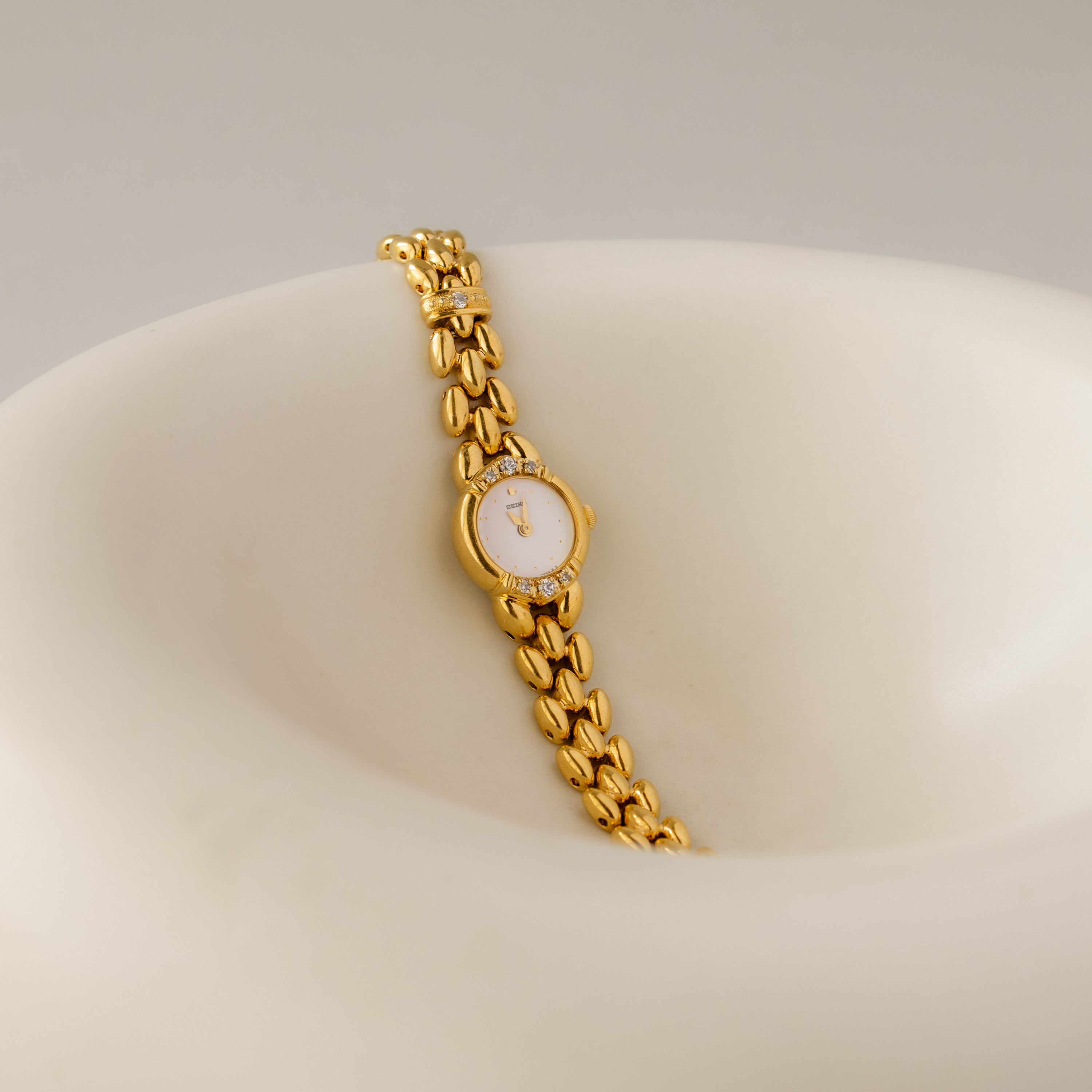 Vintage Seiko Diamond Crown Gold Watch