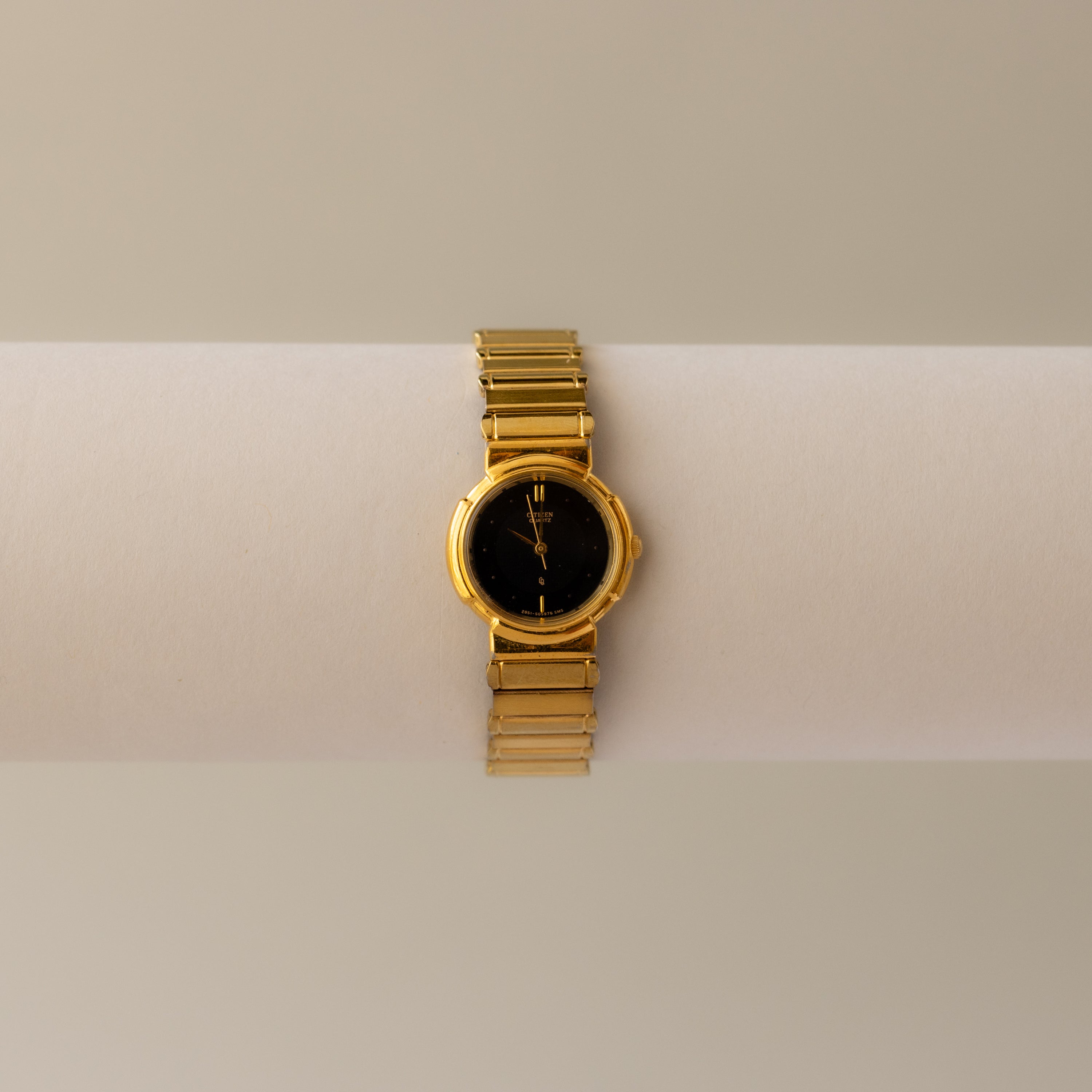 Vintage Citizen Midnight Ribbed Gold Watch