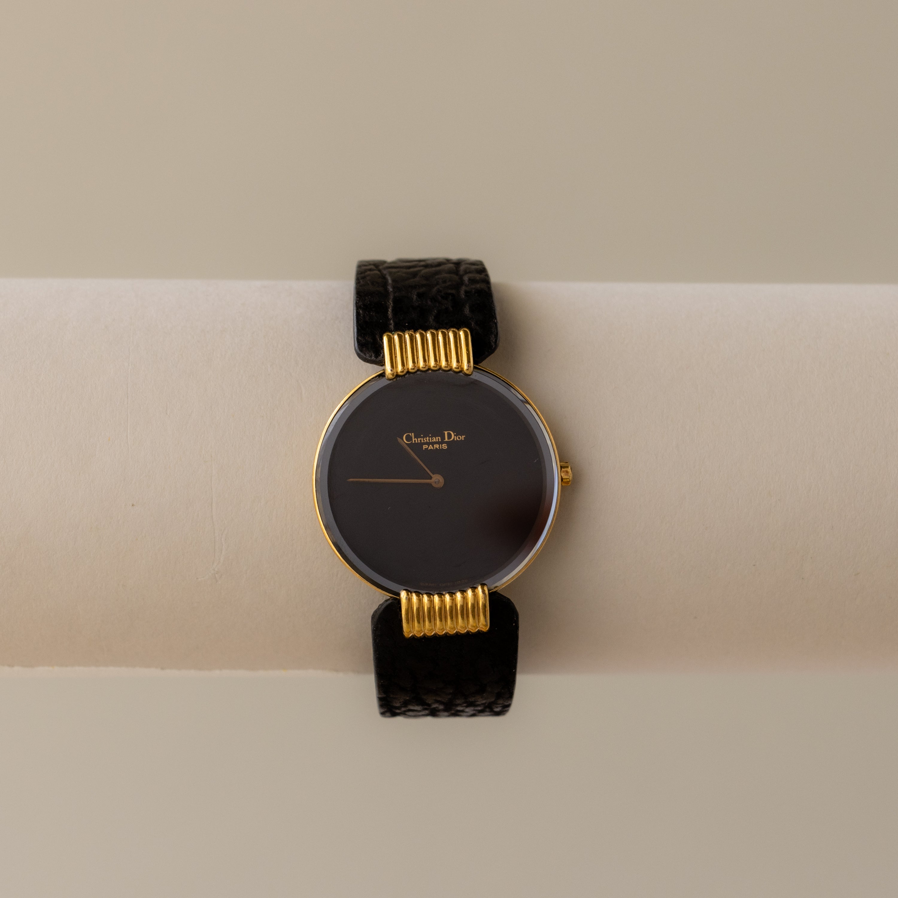 Vintage Christian Dior Swiss Midnight Strap Gold Watch