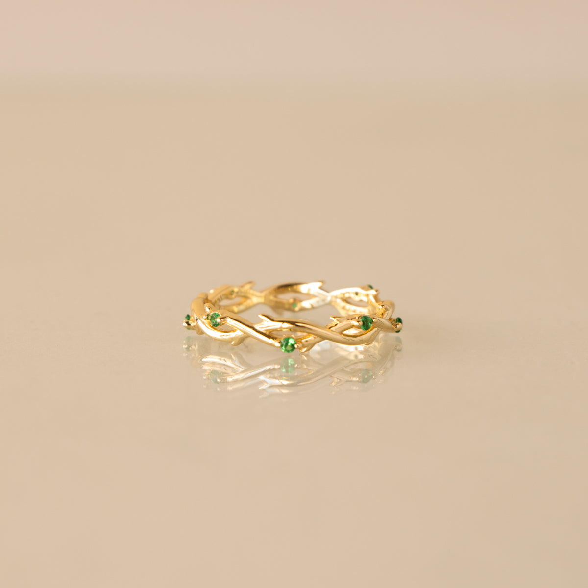 Twisted Emerald Vine Ring