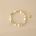 Organic Jade & Pearl Bead Bracelet