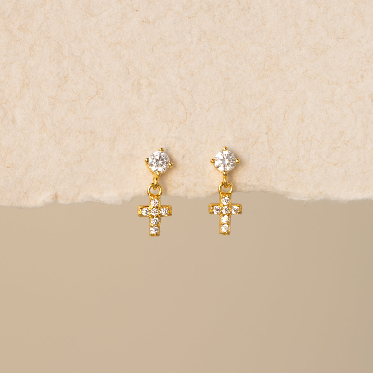 Diamond Cross Drop Studs