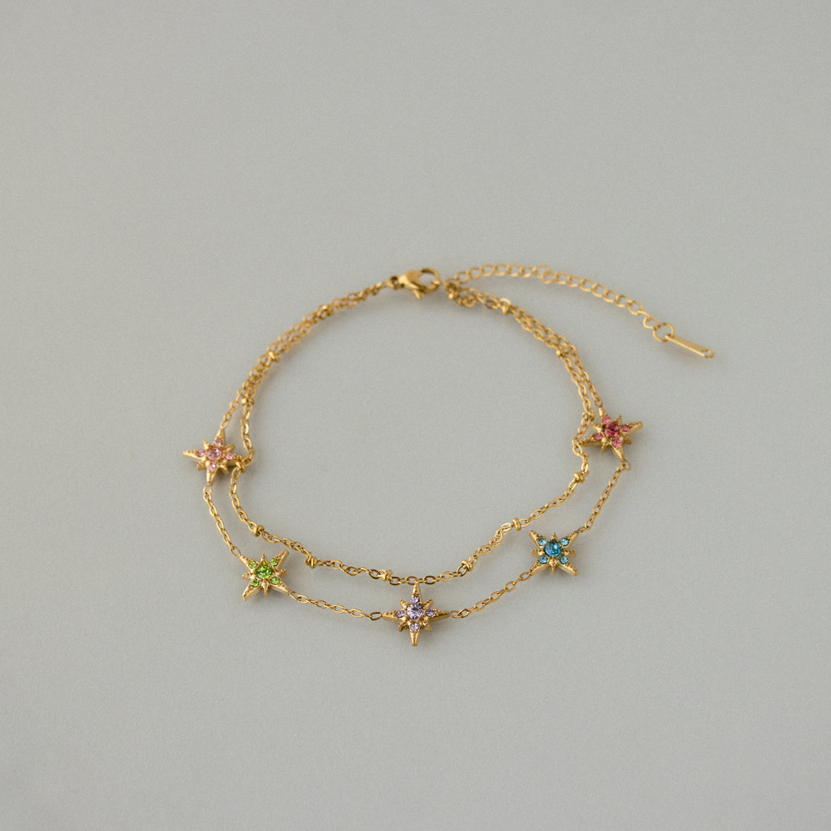 Rainbow North Star Gemstone Anklet