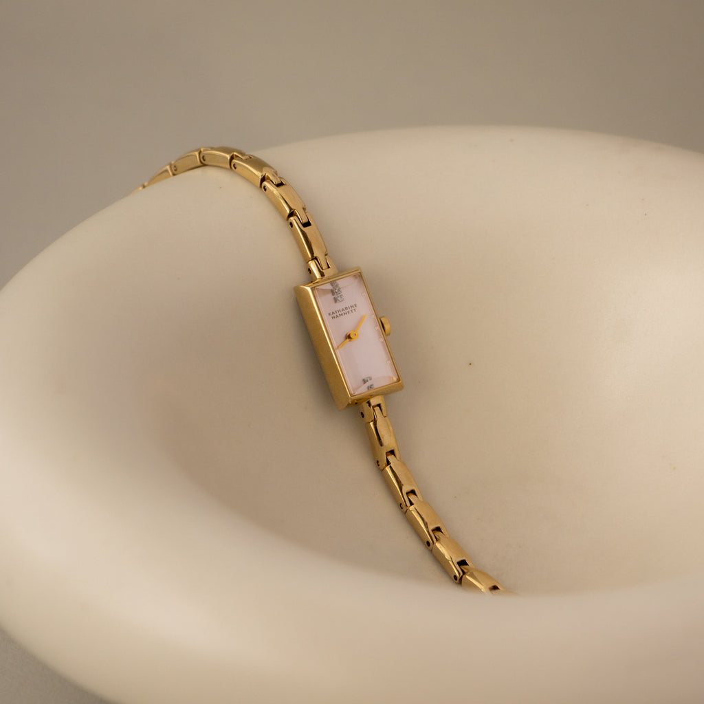 Vintage Katharine Hamnett Rectangular Gold Watch