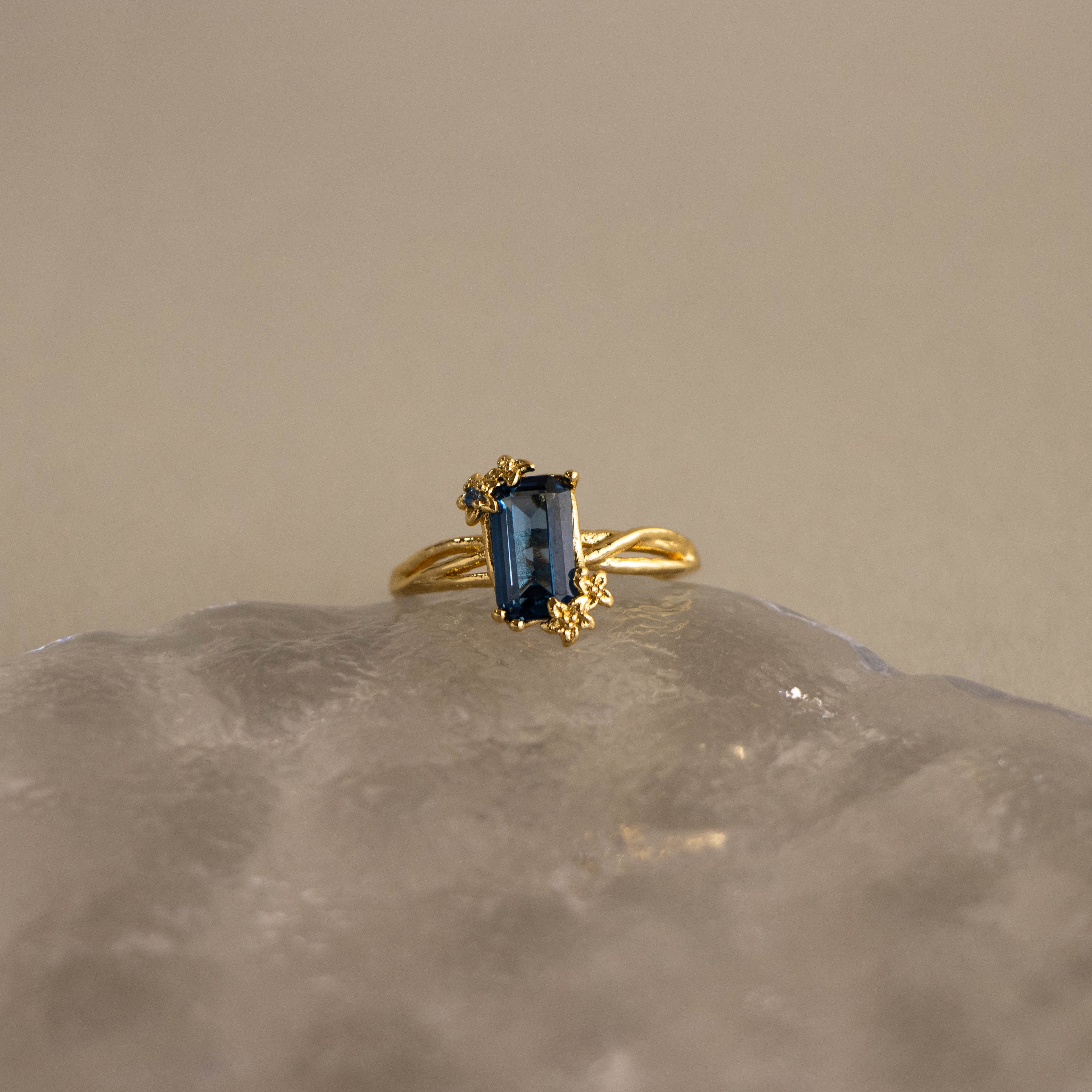 Baguette Gemstone Flower Ring