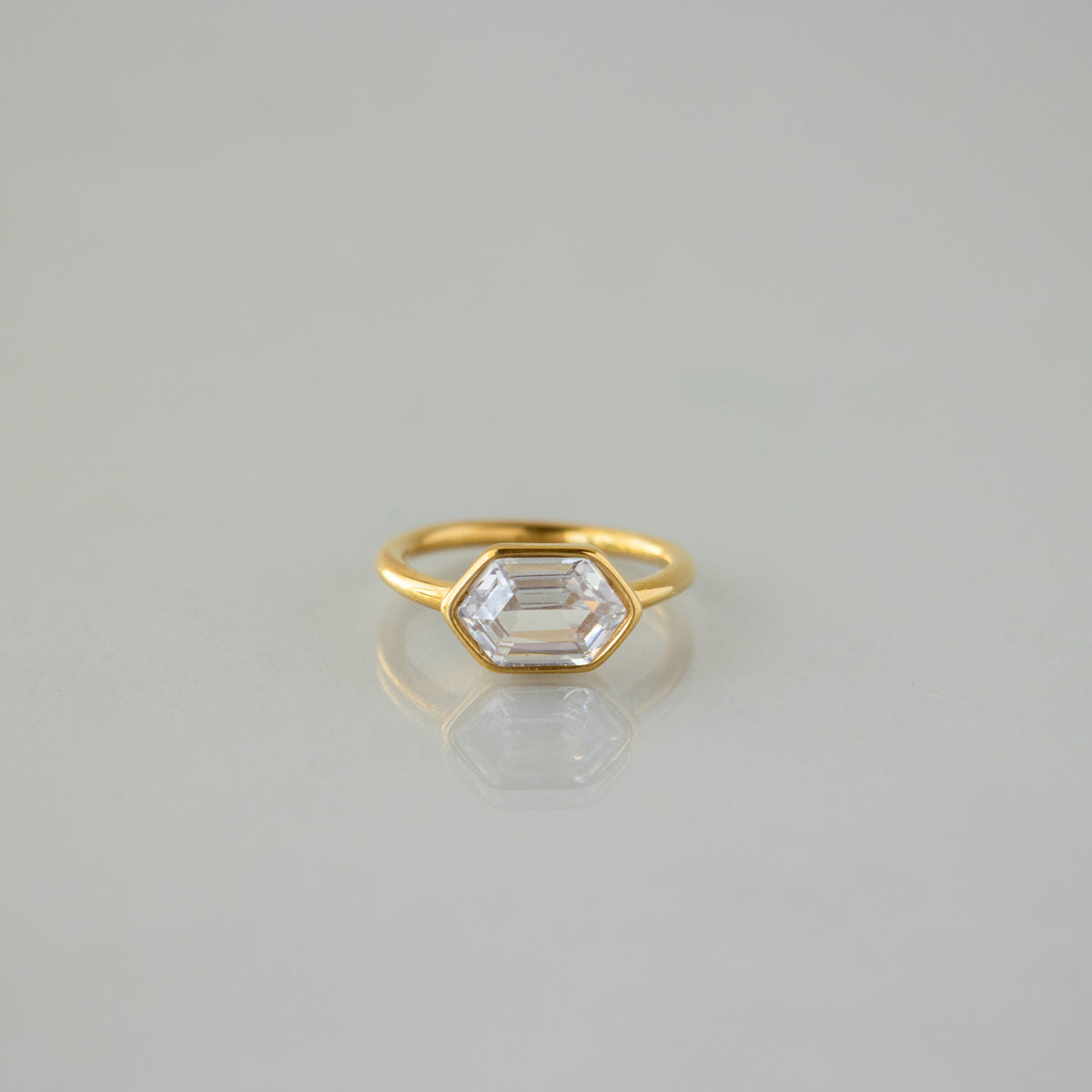 Elongated Diamond Hexagon Ring