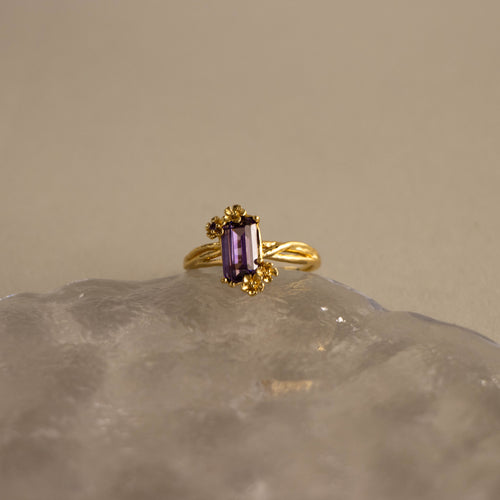 Baguette Gemstone Flower Ring