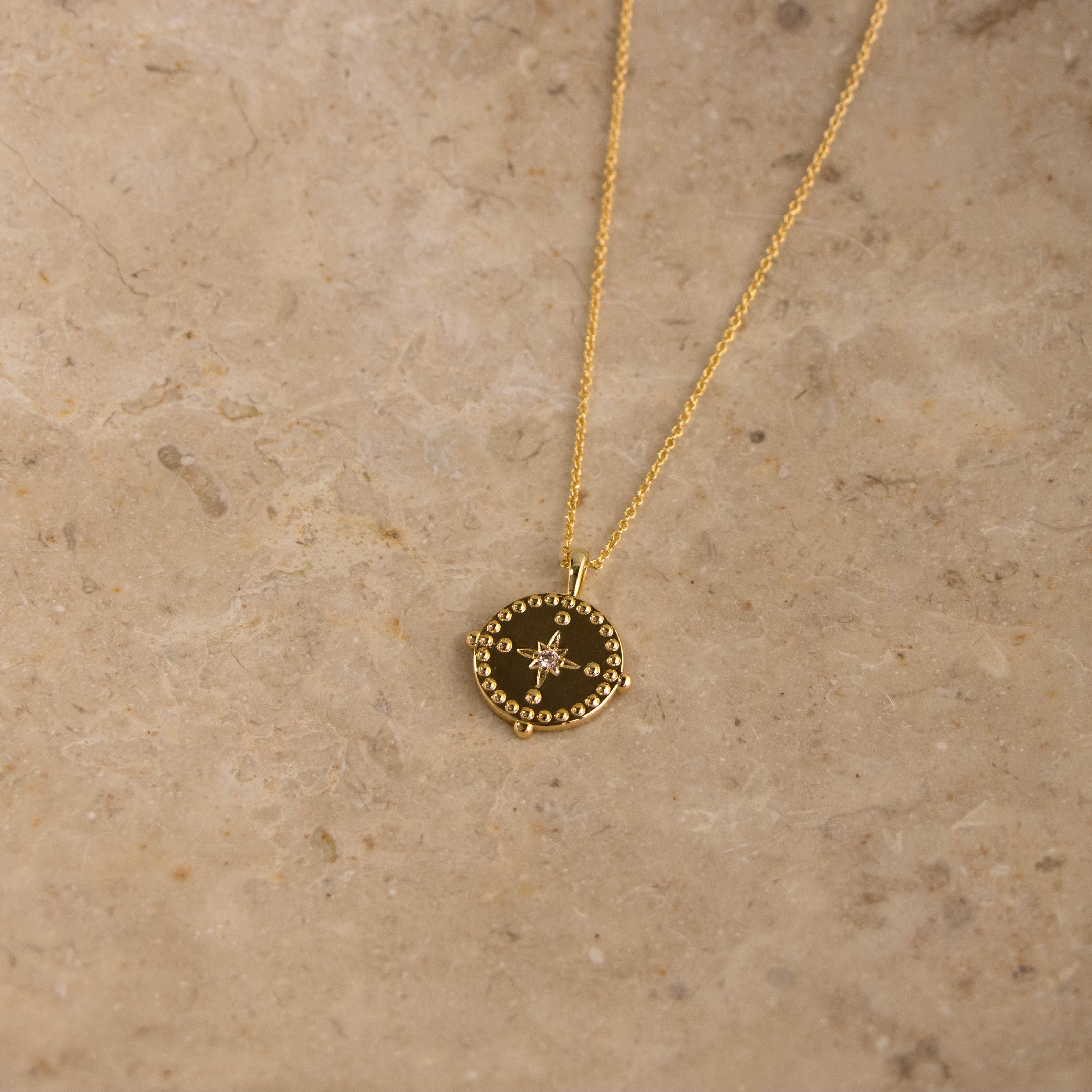 Beaded North Star Compass Pendant Necklace