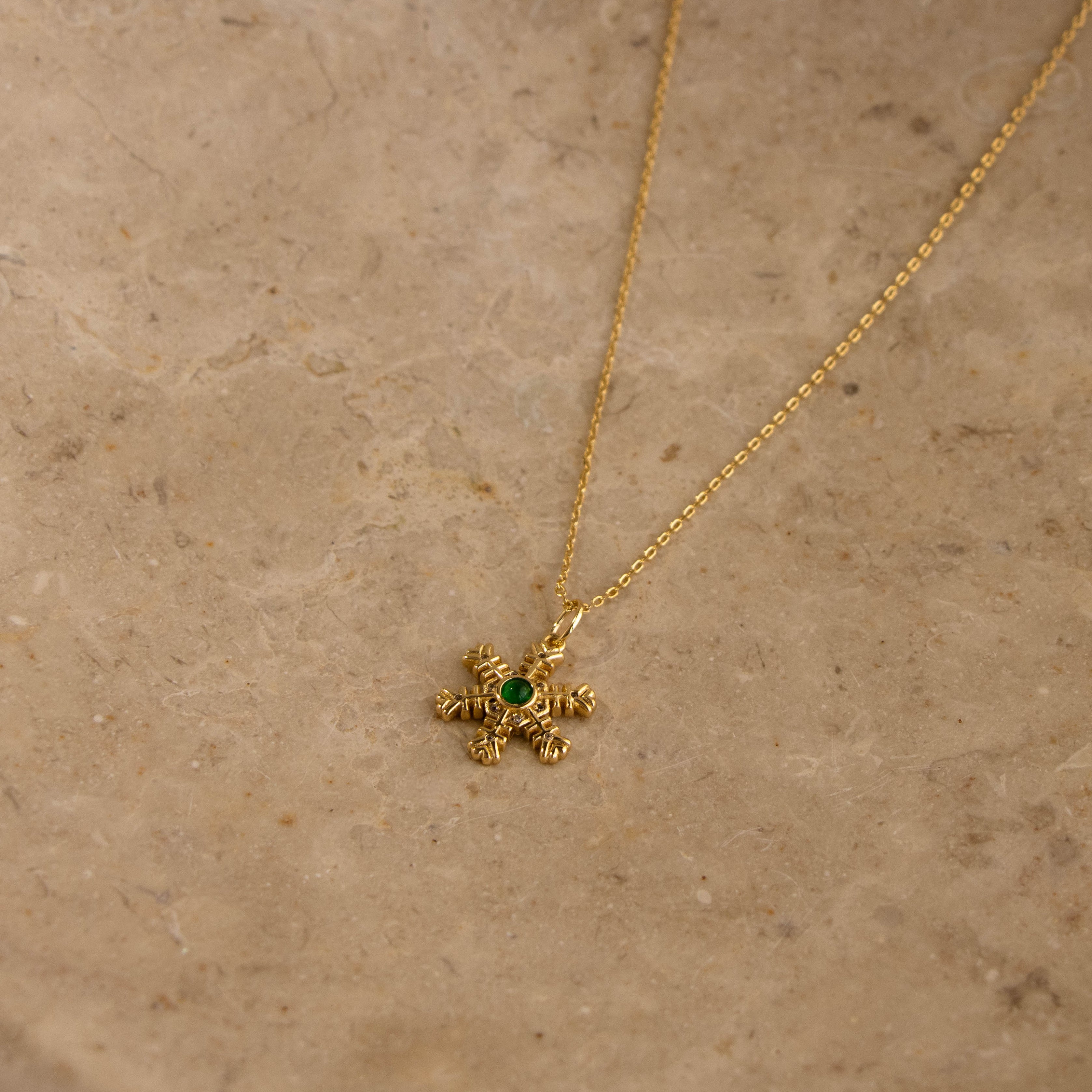 Emerald Snowflake Pendant Necklace