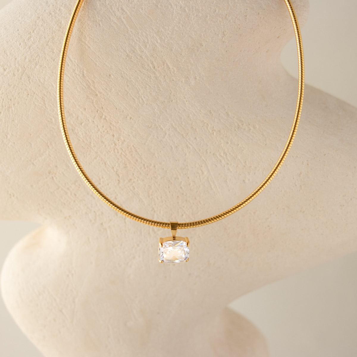 Diamond Cushion Snake Chain Necklace