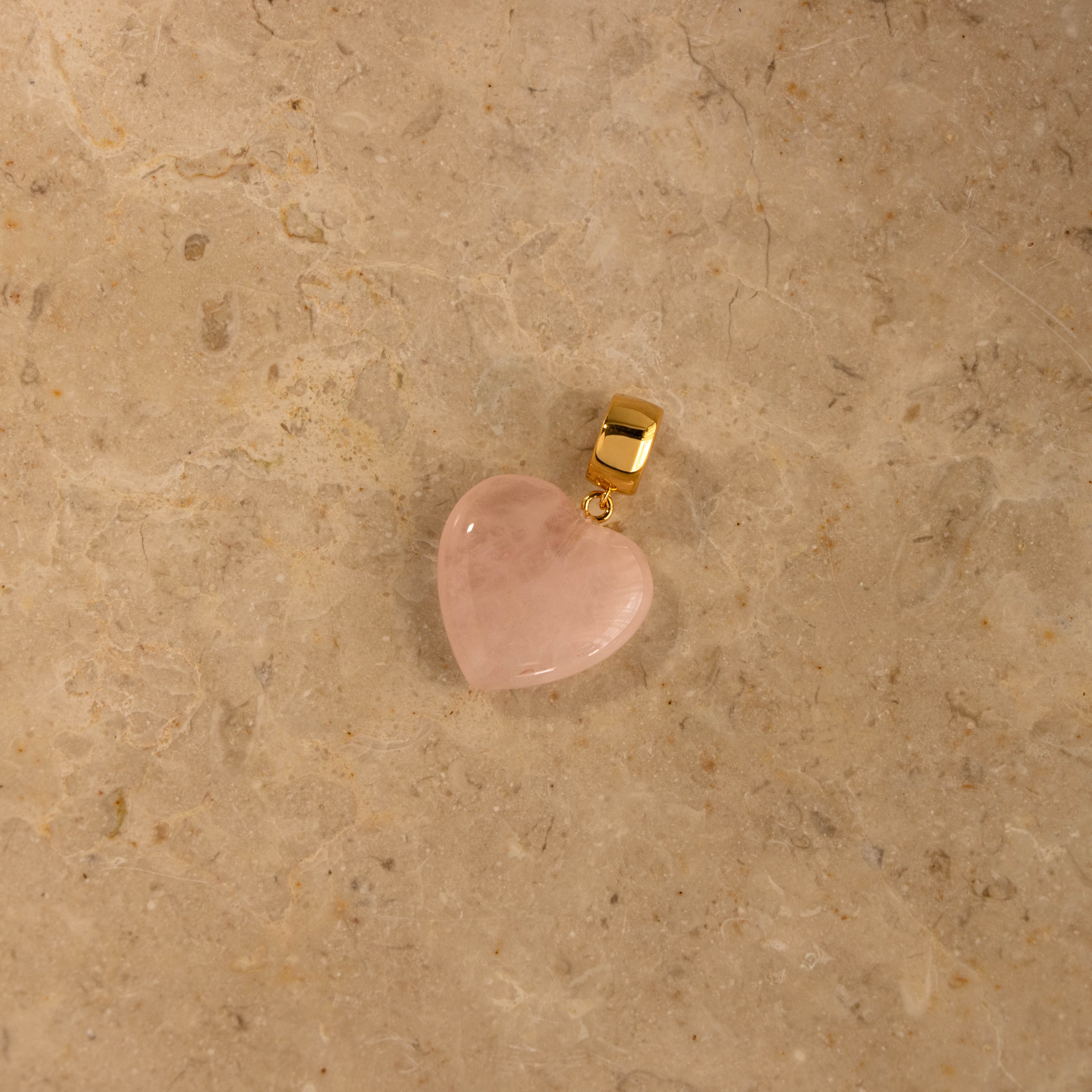 Natural Rose Quartz Heart Charm