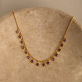 Pink Tourmaline Heart Station Necklace