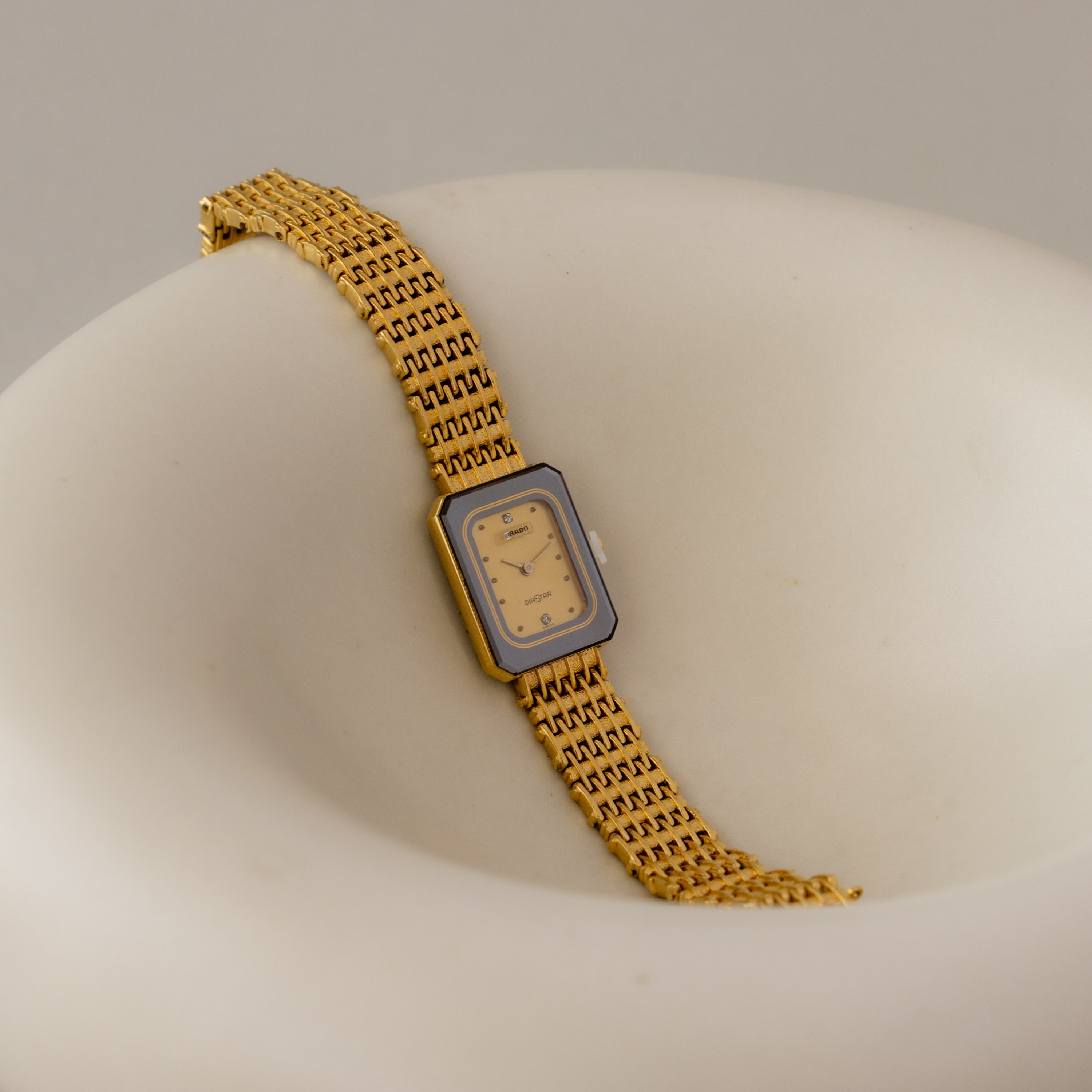 Vintage Rado Swiss Rectangular Gold Watch