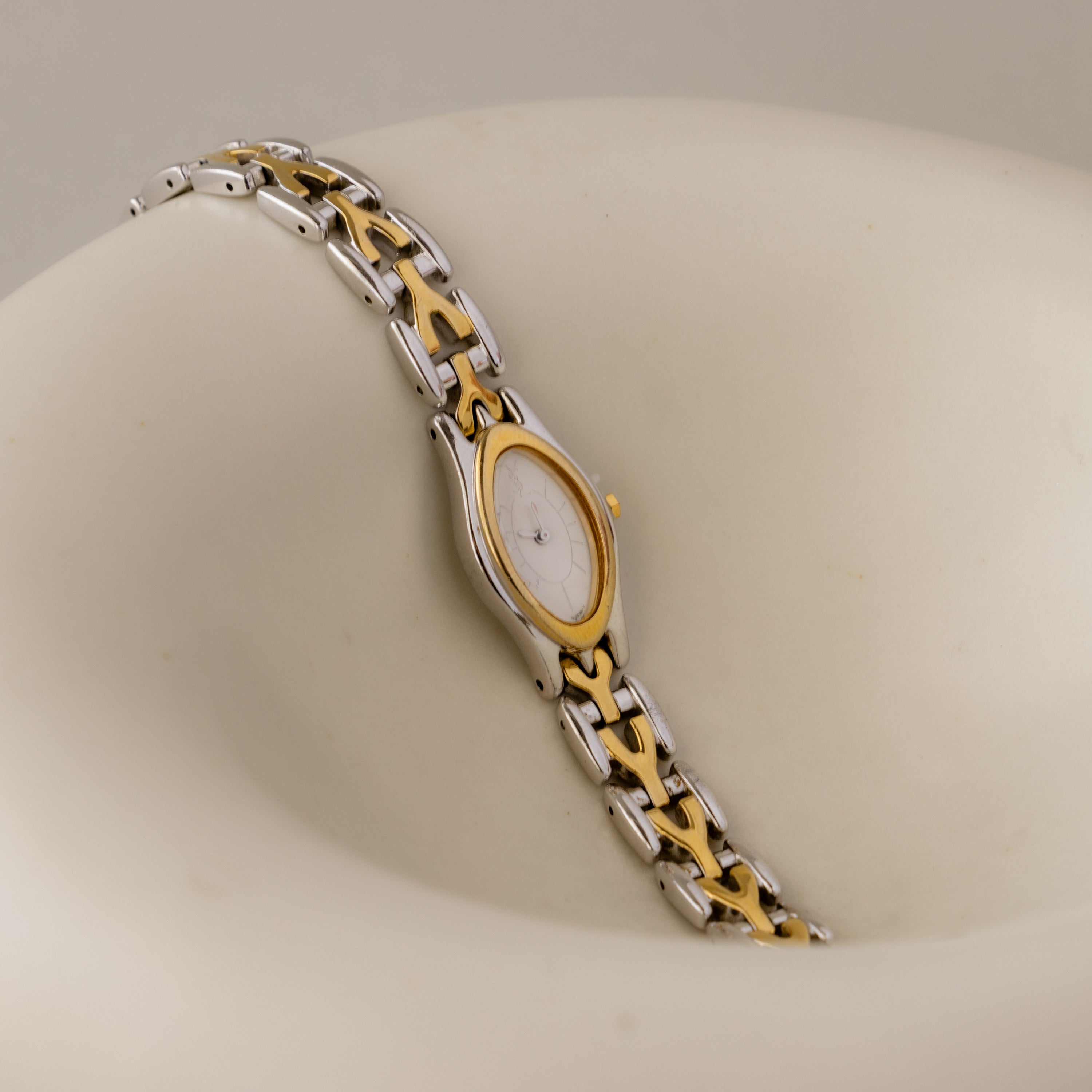 Vintage YSL Oval Chainlink Two Tone Watch