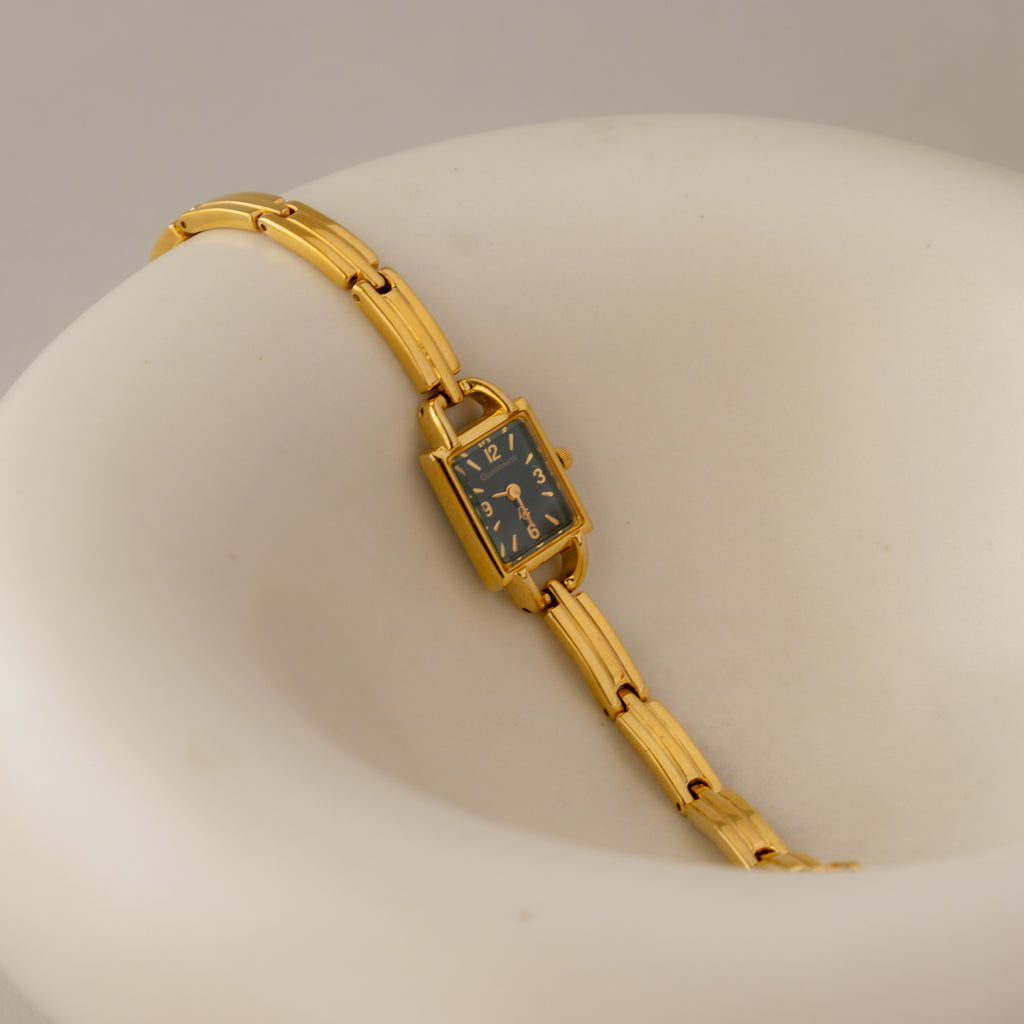 Vintage Giandonato Emerald Tank Gold Watch