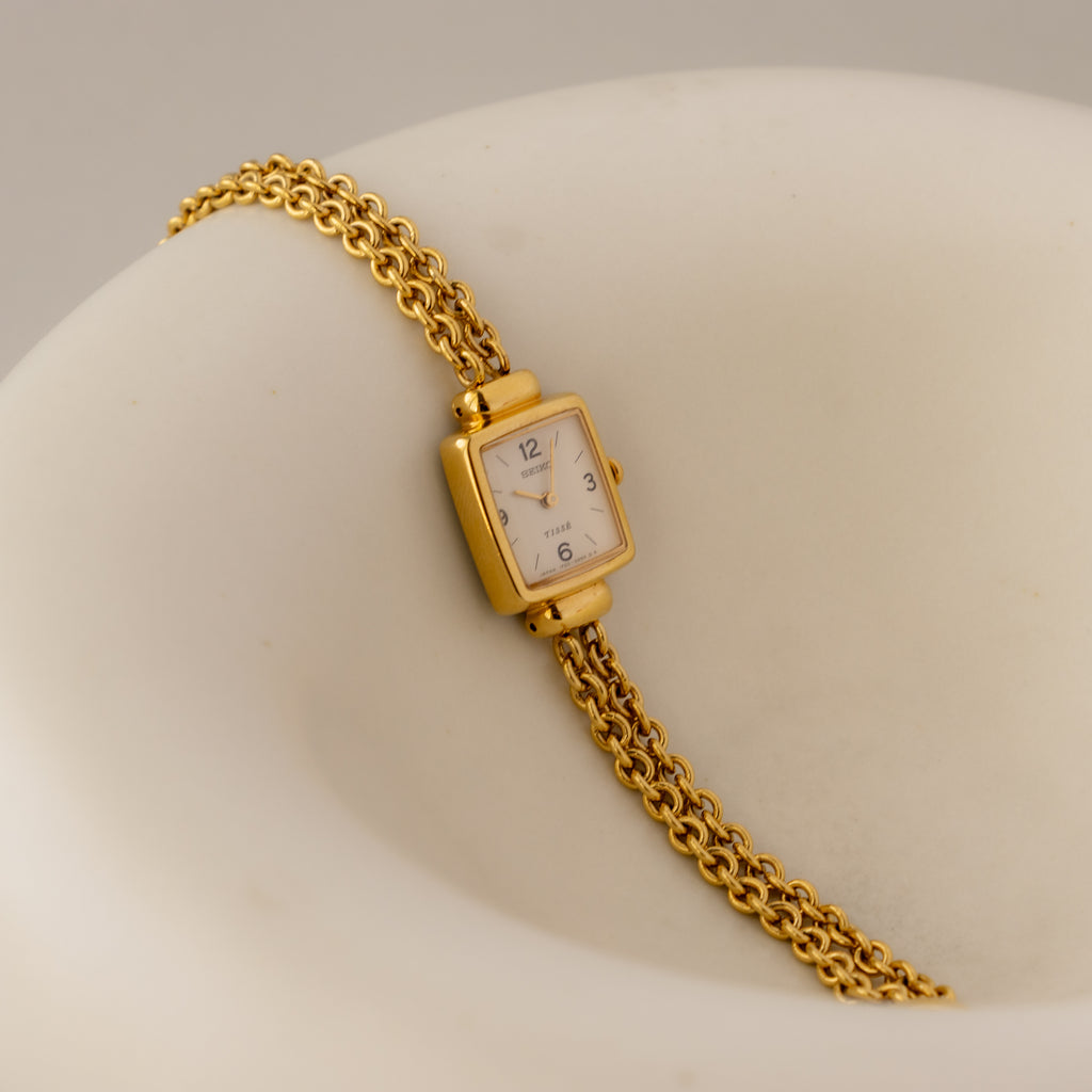 Vintage Seiko Square Chainlink Gold Watch