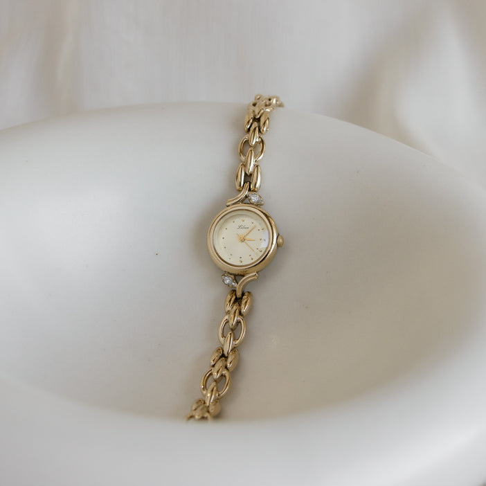 Vintage Orient Round Link Gold Watch