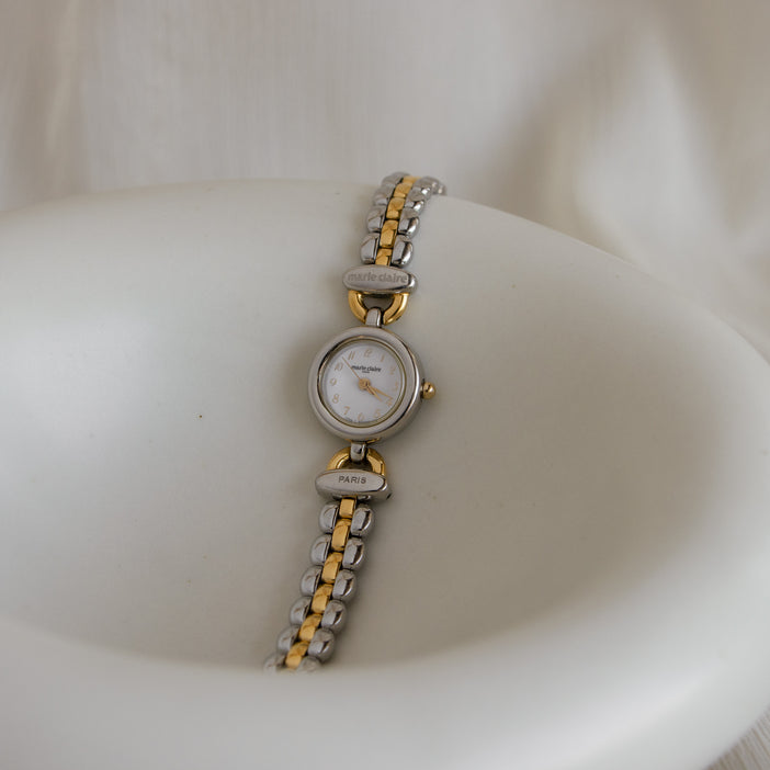 Vintage Marie Claire Bold Round Two Tone Watch