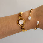 Vintage Mila Schon Round Hearts Gold Watch