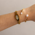 Vintage Valentino Moradei Oval Pearl Gold Watch