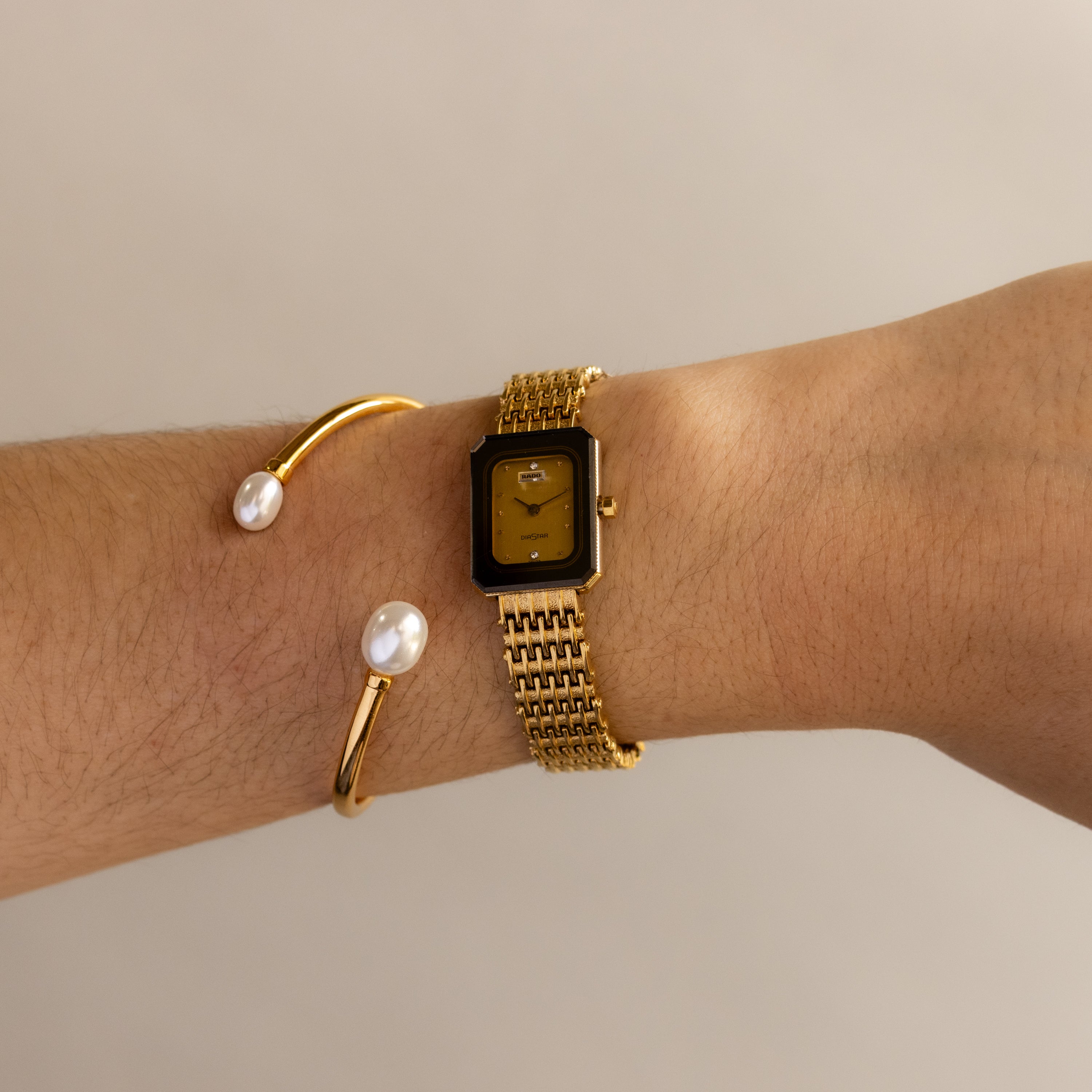 Vintage Rado Swiss Rectangular Gold Watch
