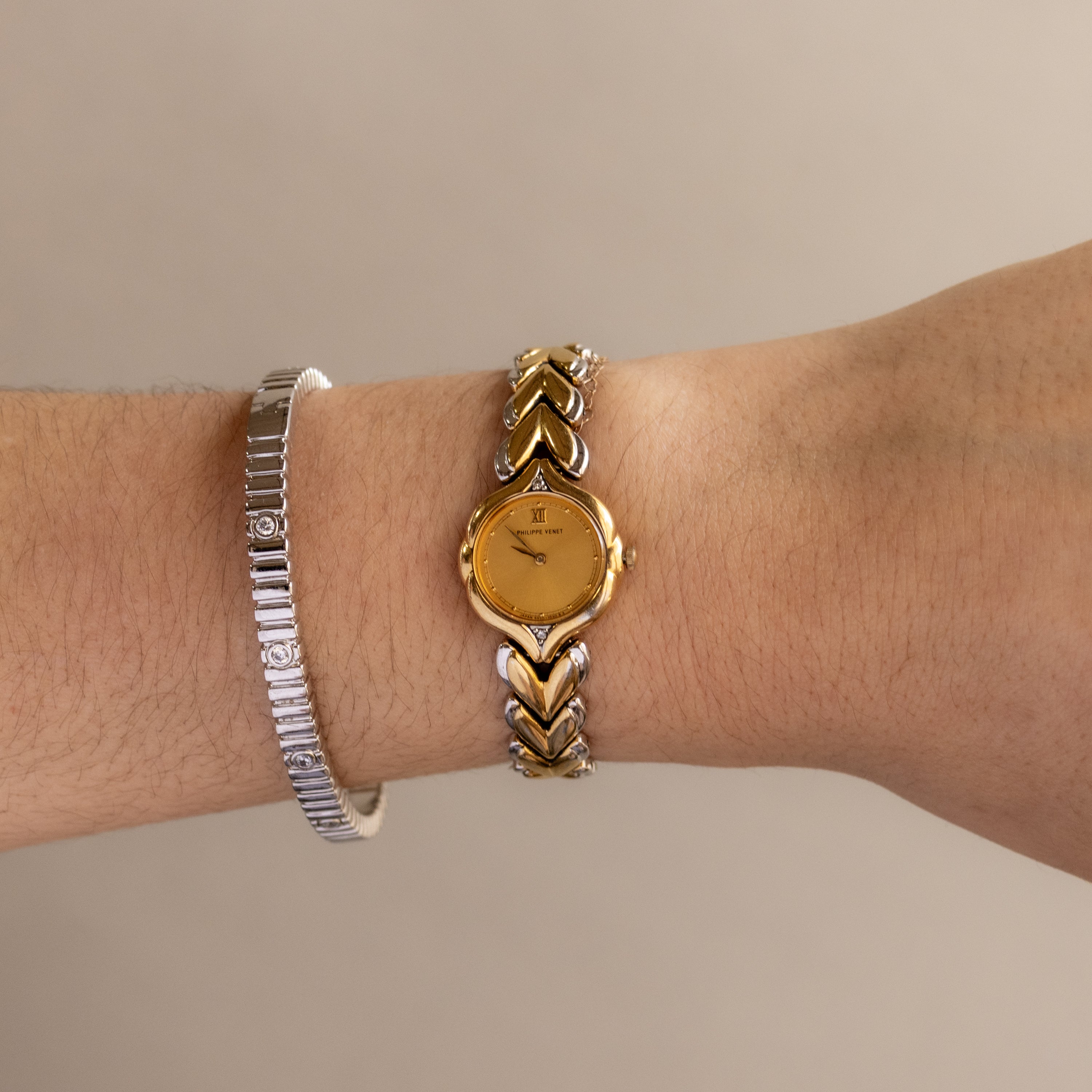 Vintage Philippe Venet Round Two Tone Watch