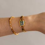 Vintage Giandonato Emerald Tank Gold Watch