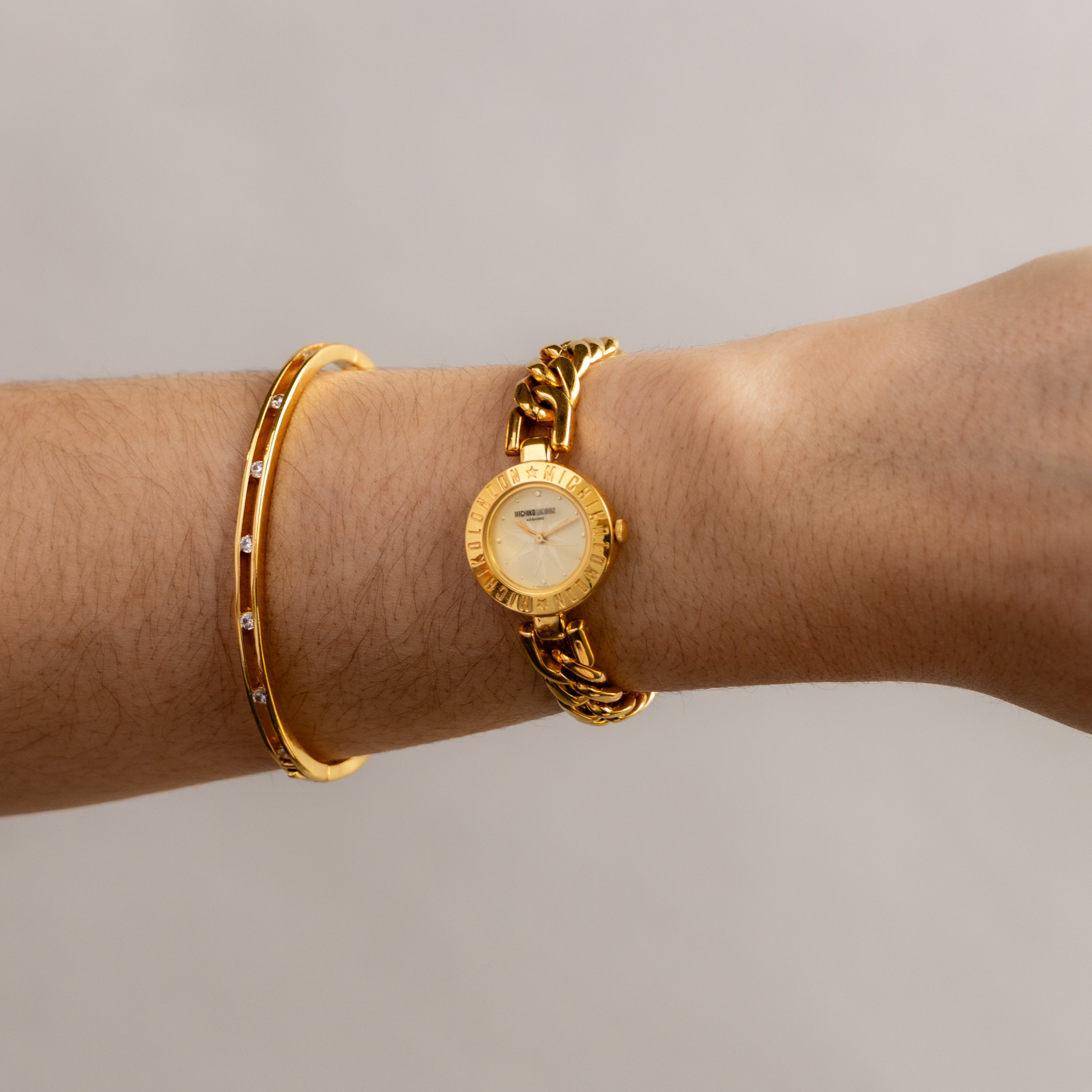 Vintage Michiko London Chainlink Gold Watch