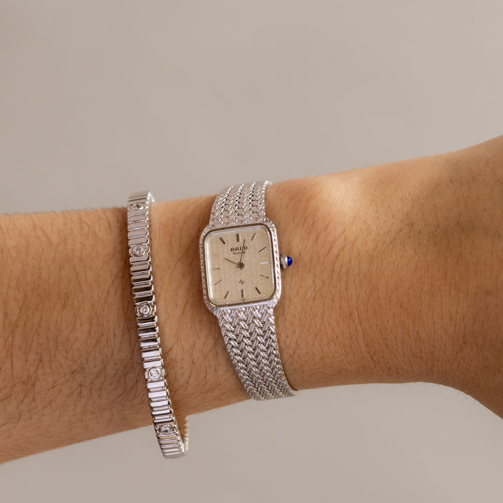 Vintage Rado Rectangular Mesh Silver Watch
