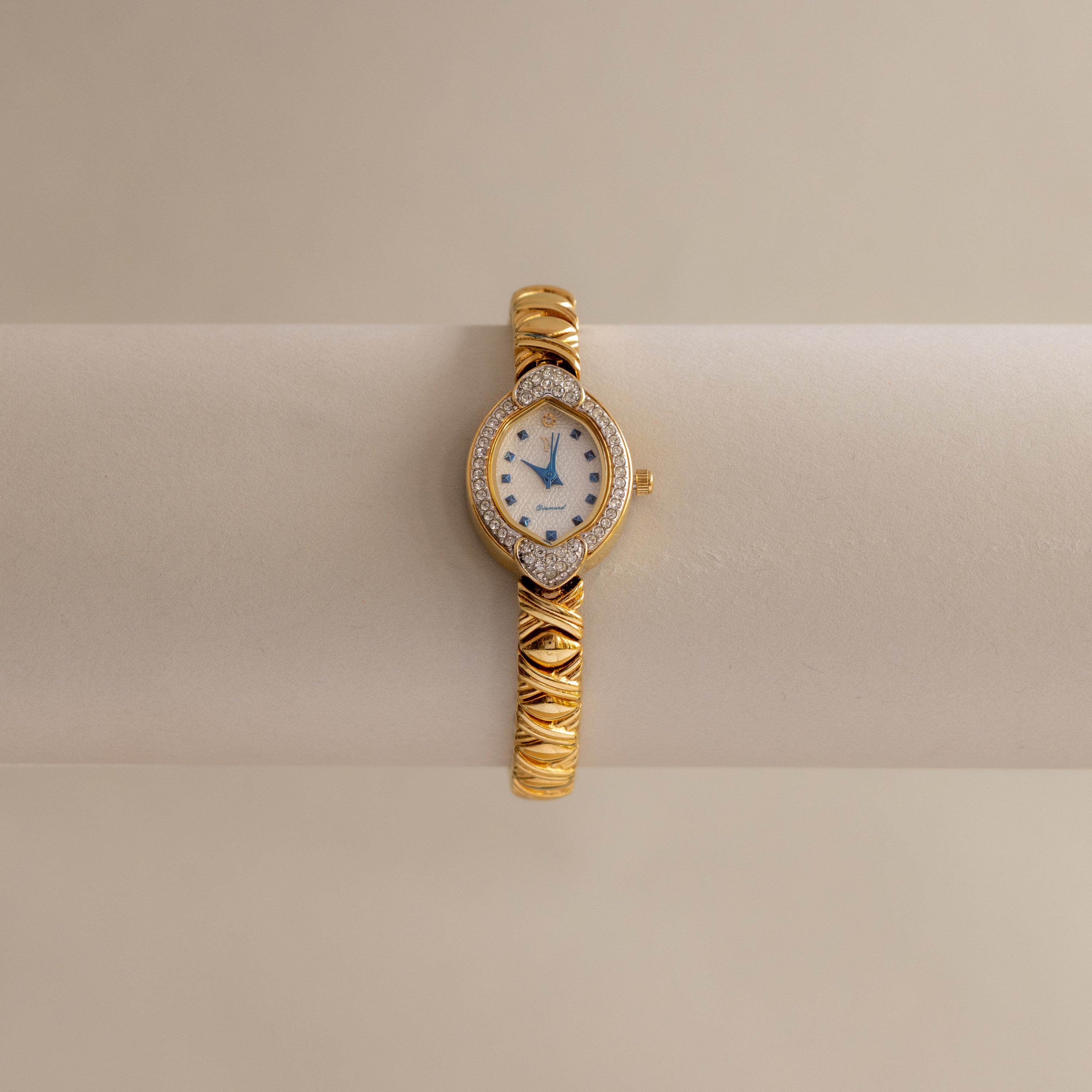 Vintage Yukiko Kimijima Pave Oval Gold Watch