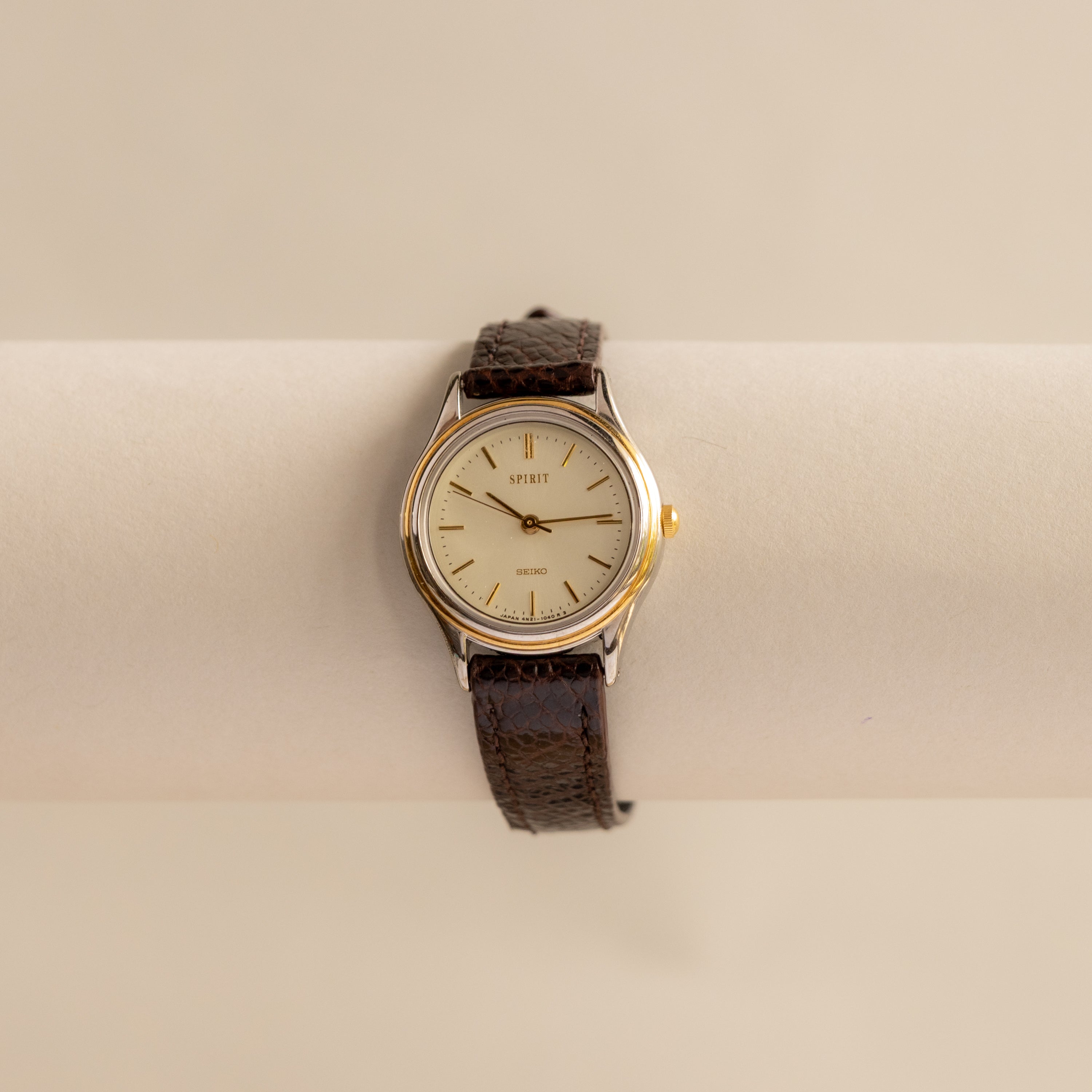 Vintage Seiko Spirit Brown Strap Two Tone Watch