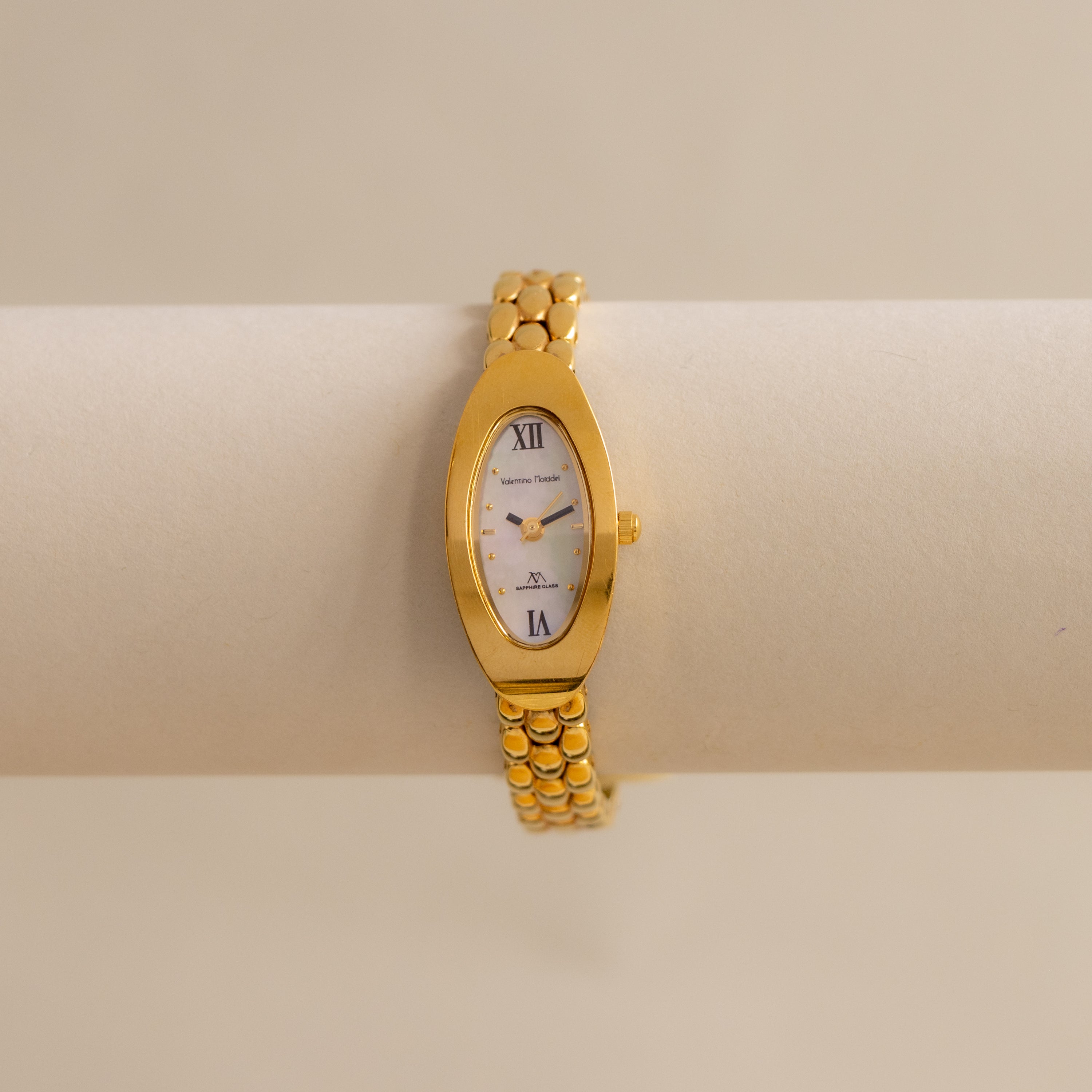 Vintage Valentino Moradei Oval Pearl Gold Watch