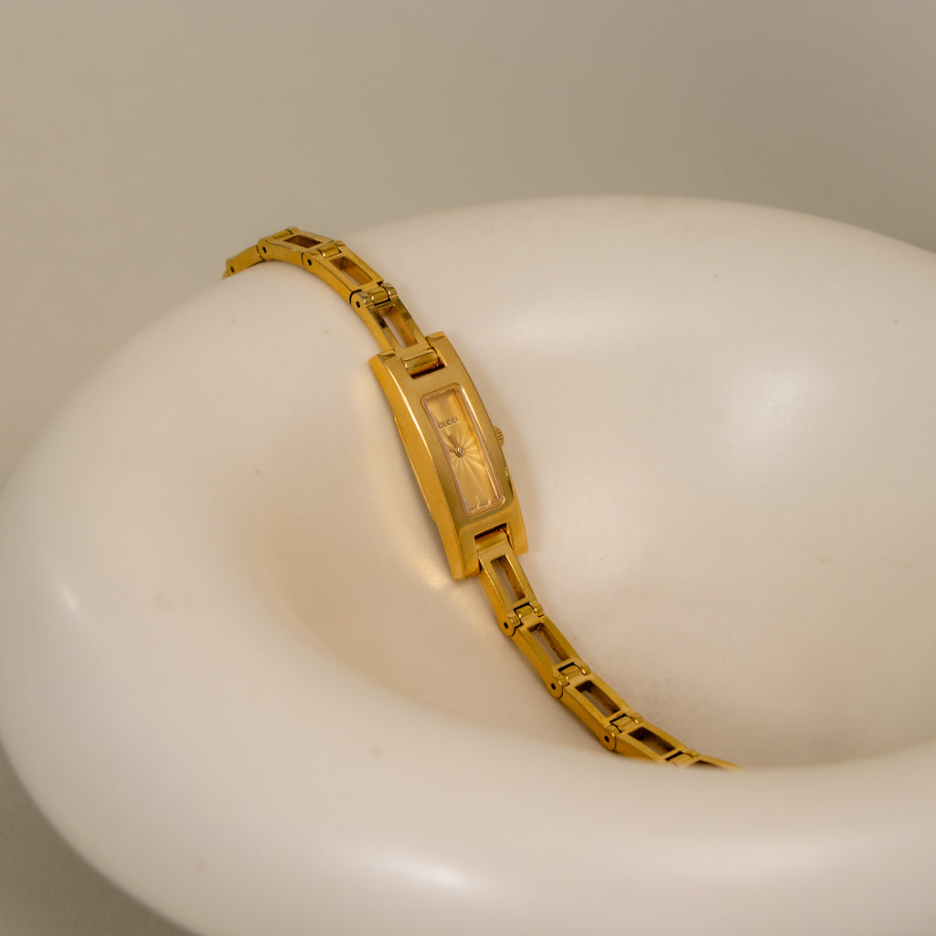 Vintage Gucci Swiss Slim Rectangular Gold Watch