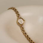 Vintage Citizen Round Pink Gemstone Gold Watch