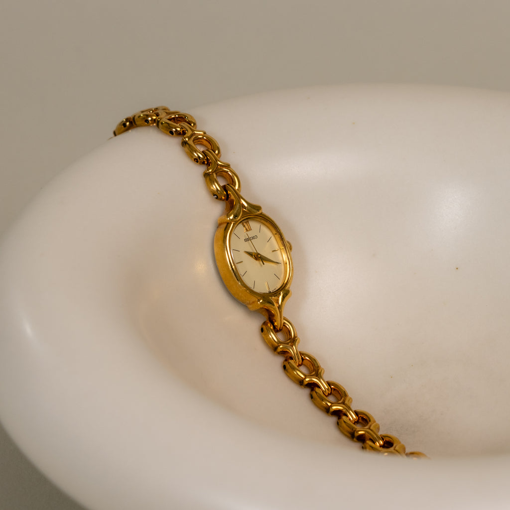 Vintage Seiko Oval Art Deco Gold Watch