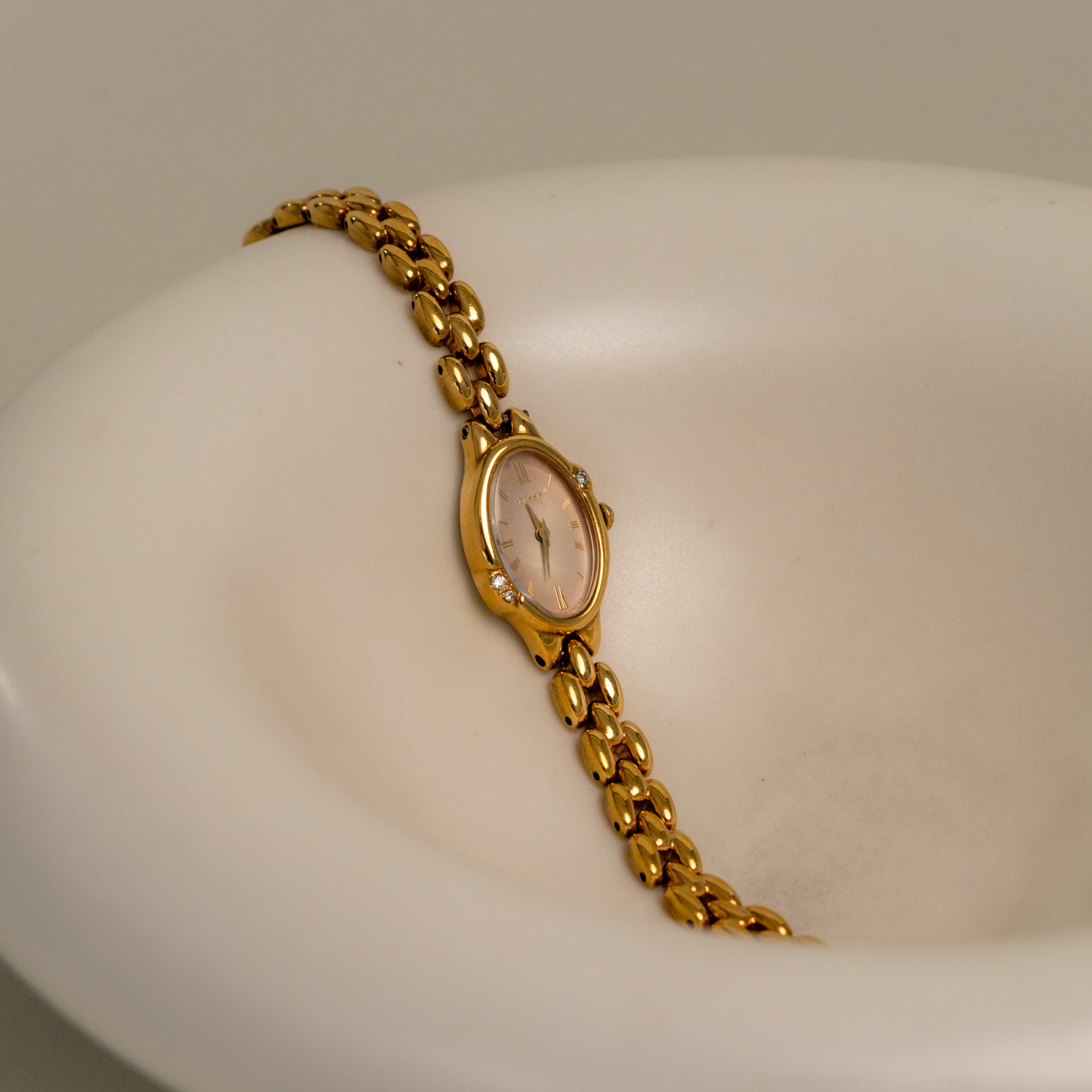 Vintage Seiko Oval Diamond Gold Watch