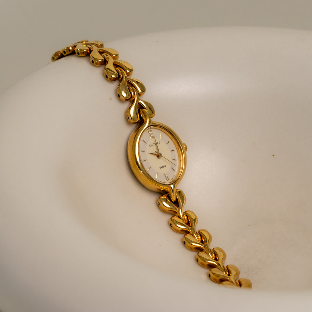 Vintage Seiko Oval Heart Link Gold Watch