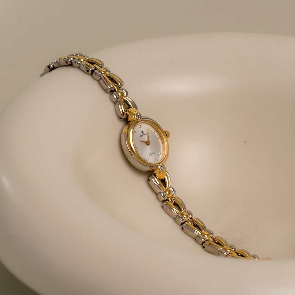 Vintage CYMA Swiss Oval Two Tone Watch