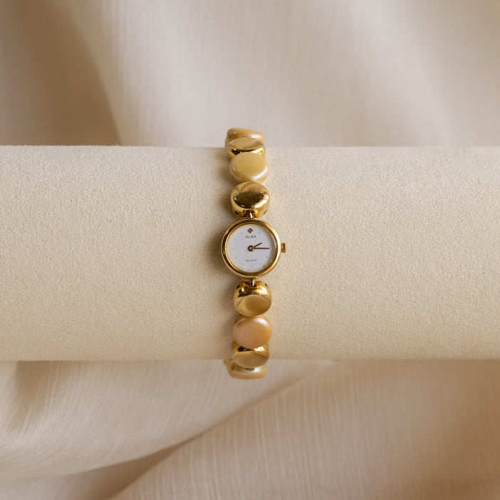 Rare Vintage Alba Pearl Gold Watch