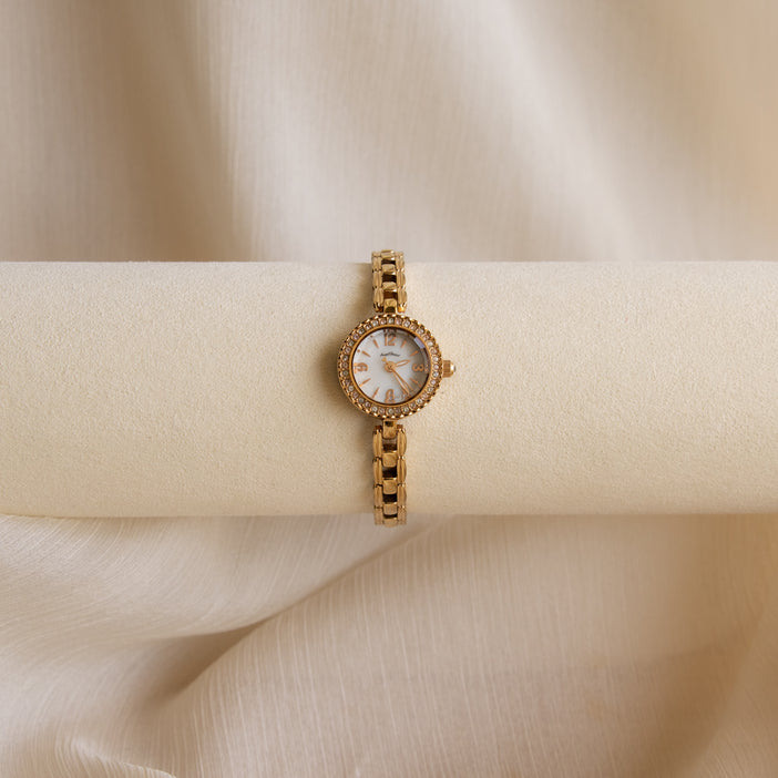 Vintage Angel Heart Pave Gold Watch