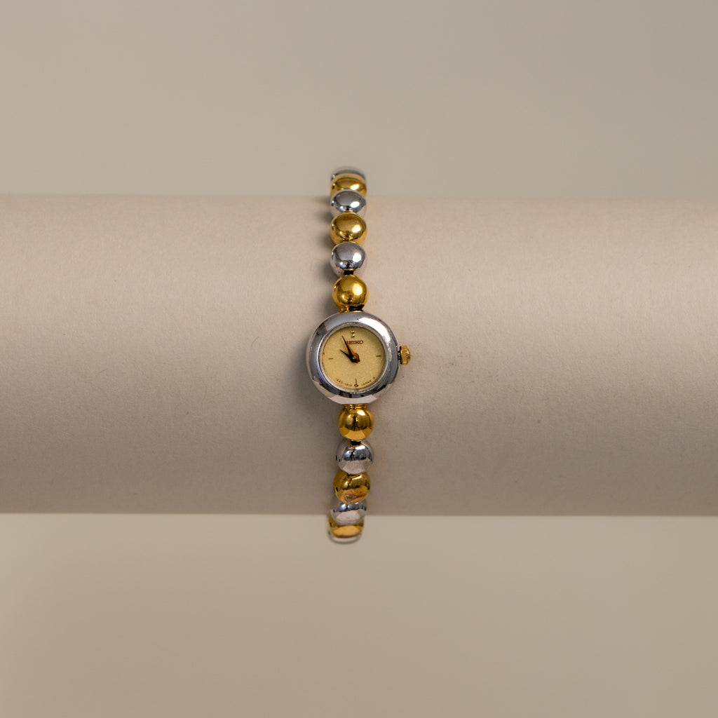 Vintage Seiko Round Beaded Two Tone Watch